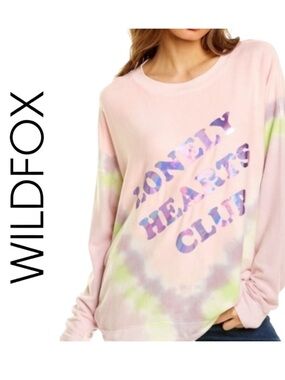 Wildfox Lonely Hearts Club Oversized Aurora Tie Dye Roadtrip Sweatshirt S NWT